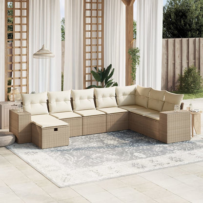 Set Divano da Giardino 8 pz con Cuscini Beige in Polyrattan | homemem39