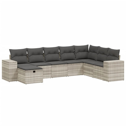 Set Divano da Giardino 8pz con Cuscini Grigio Chiaro Polyrattan - homemem39