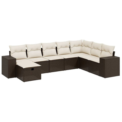 Set Divani da Giardino 8 pz con Cuscini Marrone in Polyrattan - homemem39