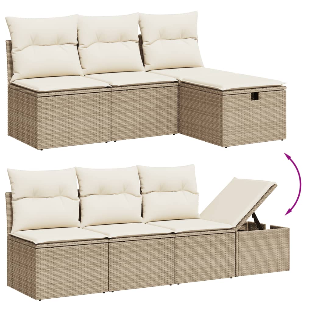 Set Divano da Giardino 9 pz con Cuscini Beige in Polyrattan | homemem39