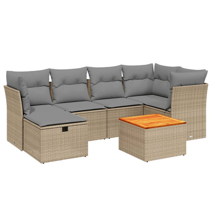 Set Divano da Giardino 7 pz con Cuscini Beige Misto Polyrattan - homemem39