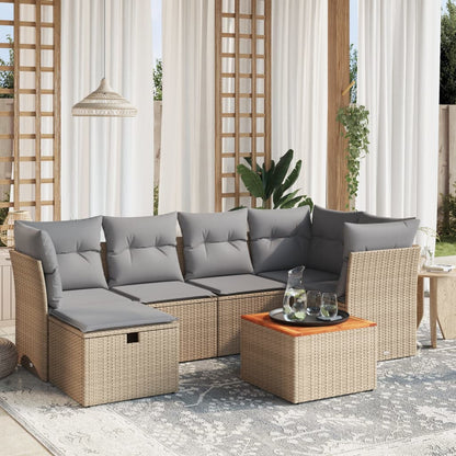 Set Divano da Giardino 7 pz con Cuscini Beige Misto Polyrattan - homemem39