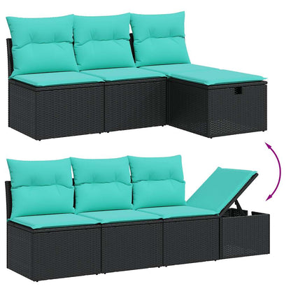 Set Divani da Giardino 8 pz con Cuscini Nero in Polyrattan | homemem39