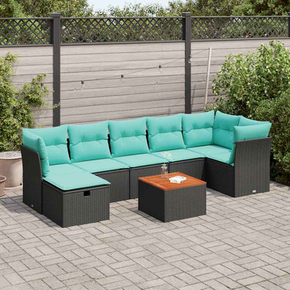 Set Divani da Giardino 8 pz con Cuscini Nero in Polyrattan | homemem39