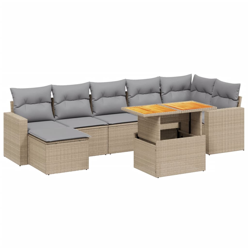 Set Divano da Giardino 8 pz con Cuscini Beige Misto Polyrattan - homemem39