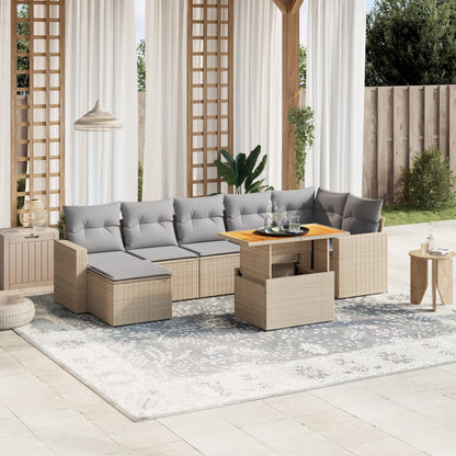 Set Divano da Giardino 8 pz con Cuscini Beige Misto Polyrattan - homemem39