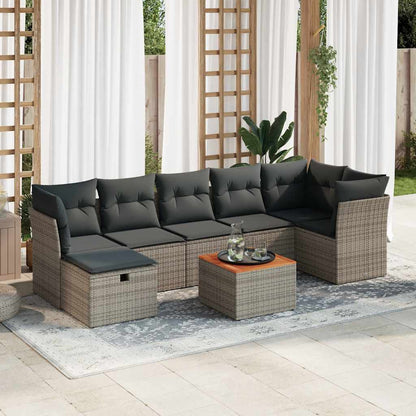 Set Divano da Giardino 8 pz con Cuscini Grigio in Polyrattan | homemem39