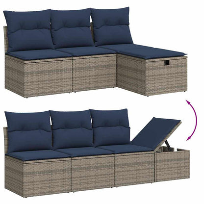 Set Divani da Giardino 8 pz con Cuscini Grigio in Polyrattan | homemem39
