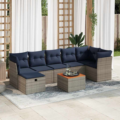 Set Divani da Giardino 8 pz con Cuscini Grigio in Polyrattan | homemem39