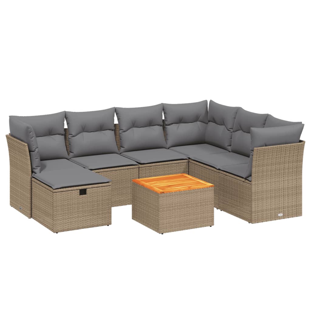 Set Divano da Giardino 8 pz con Cuscini Beige Misto Polyrattan - homemem39