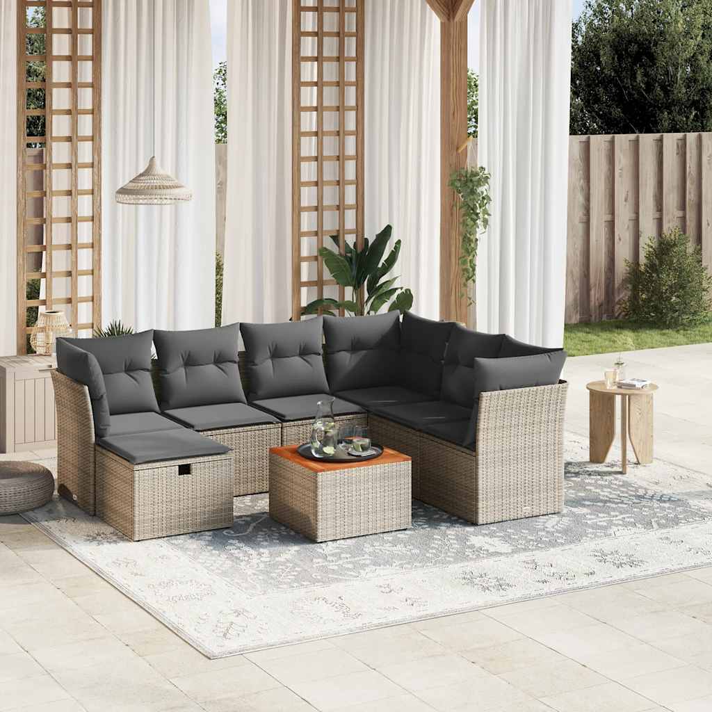 Set Divano da Giardino 8 pz con Cuscini Grigio in Polyrattan | homemem39