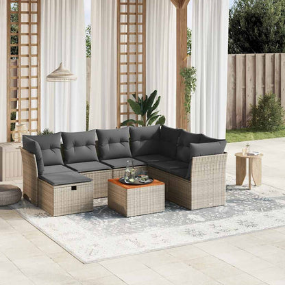 Set Divano da Giardino 8 pz con Cuscini Grigio in Polyrattan | homemem39