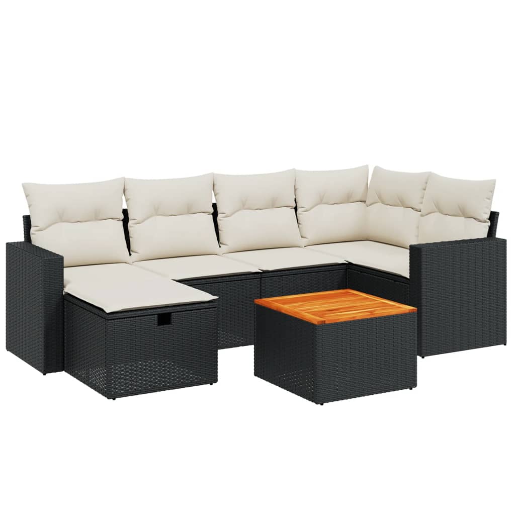 Set Divani da Giardino con Cuscini 7pz Nero Polyrattan - homemem39
