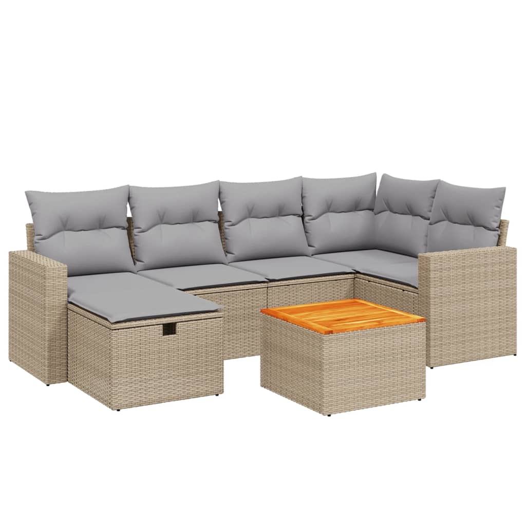 Set Divano da Giardino 7 pz con Cuscini Beige Misto Polyrattan - homemem39