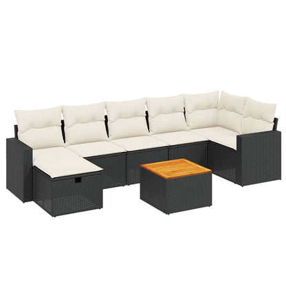 Set Divani da Giardino con Cuscini 8 pz Nero in Polyrattan - homemem39