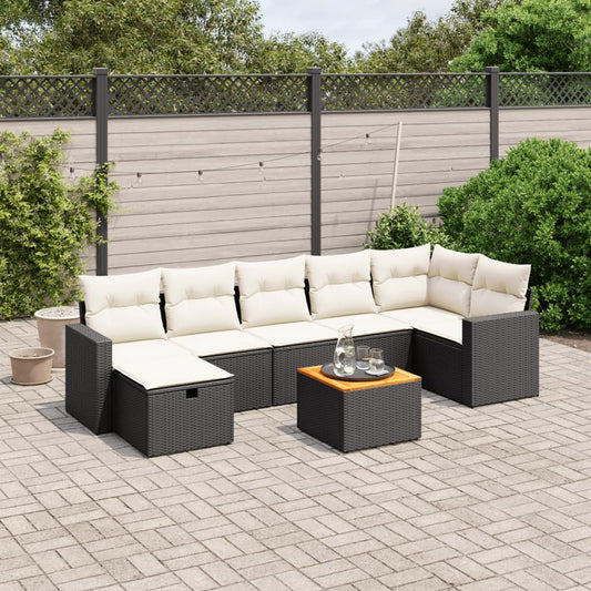 Set Divani da Giardino con Cuscini 8 pz Nero in Polyrattan - homemem39