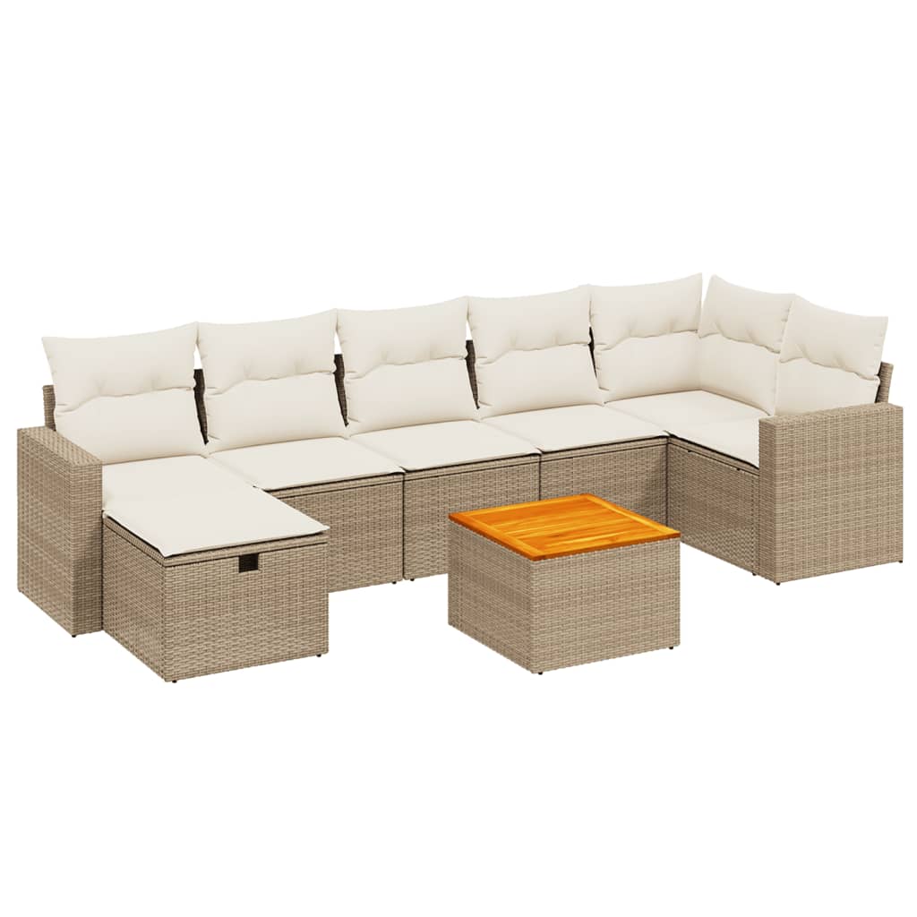 Set Divano da Giardino 8 pz con Cuscini Beige in Polyrattan - homemem39