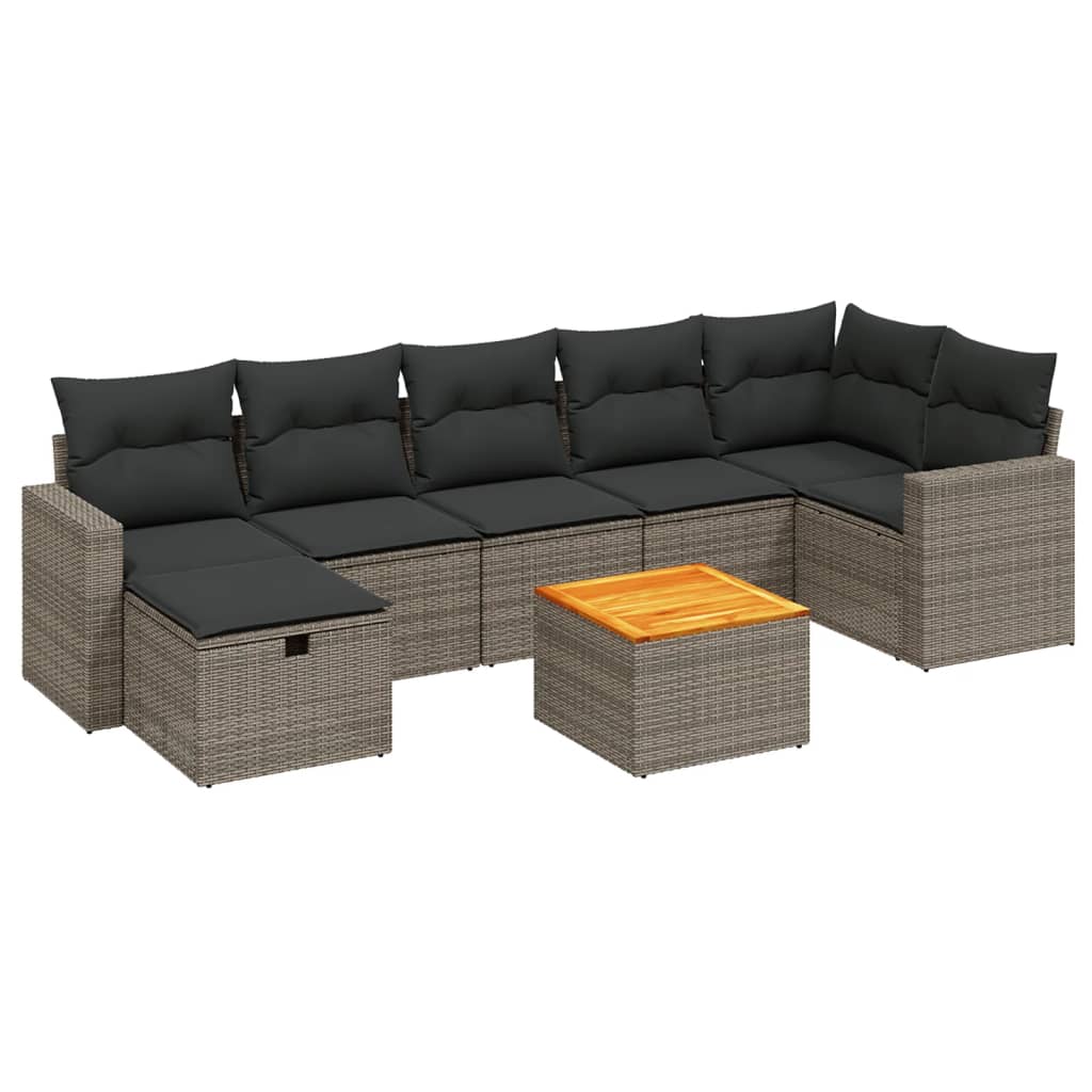 Set Divano da Giardino 8 pz con Cuscini Grigio in Polyrattan | homemem39
