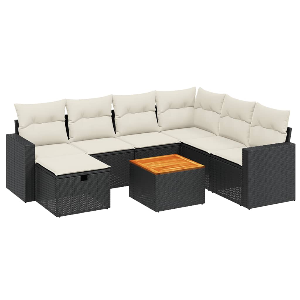 Set Divani da Giardino con Cuscini 8 pz Nero in Polyrattan - homemem39