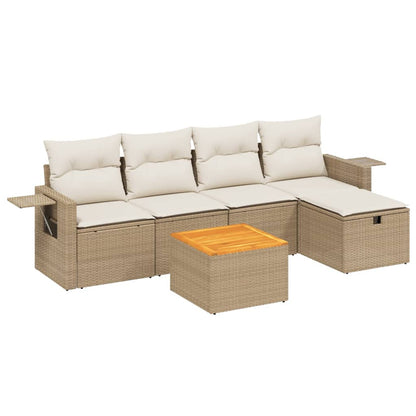 Set Divano da Giardino 6 pz con Cuscini Beige in Polyrattan - homemem39