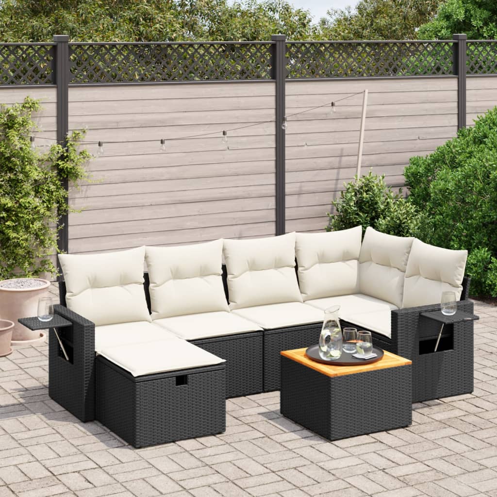 Set Divani da Giardino con Cuscini 7pz Nero Polyrattan - homemem39