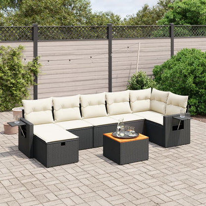Set Divani da Giardino con Cuscini 8 pz Nero in Polyrattan - homemem39