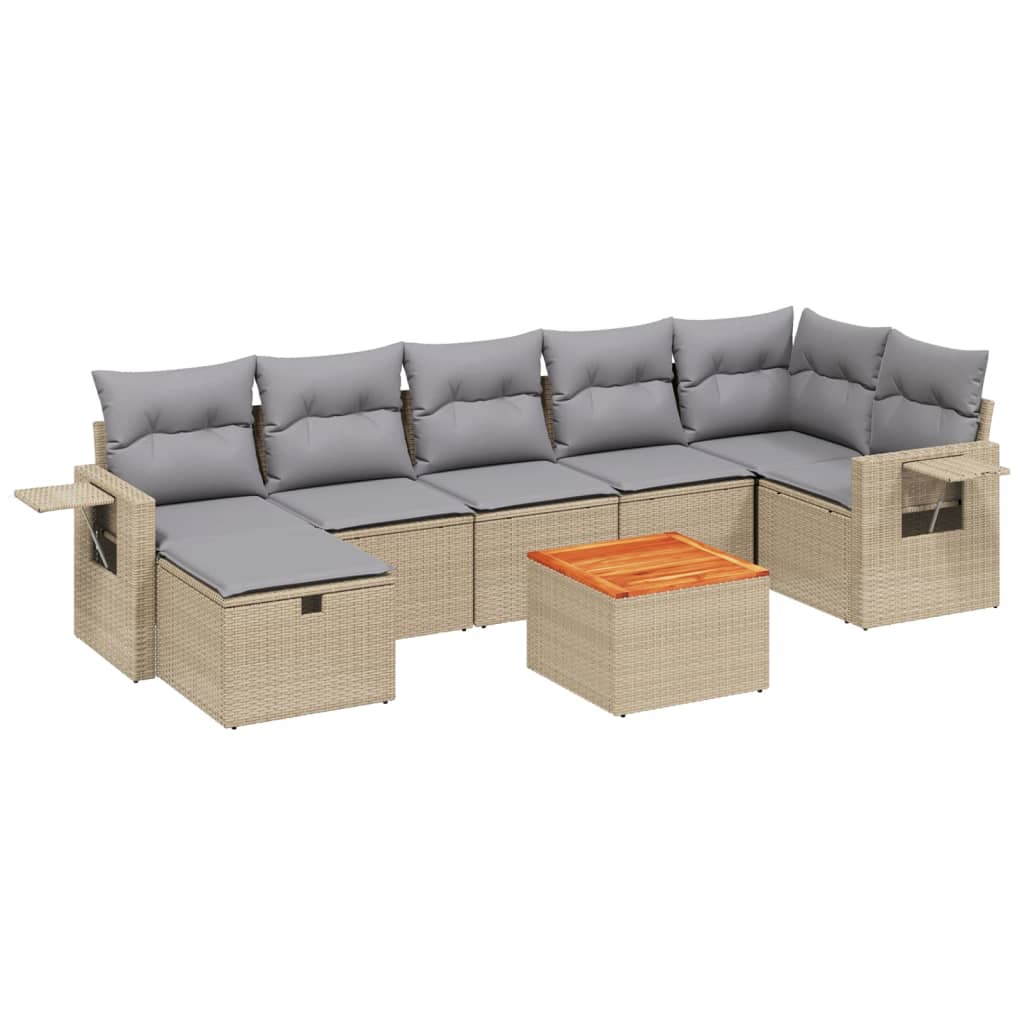 Set Divano da Giardino 8 pz con Cuscini Beige Misto Polyrattan - homemem39