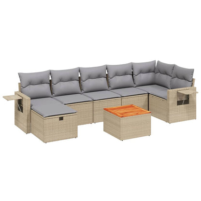 Set Divano da Giardino 8 pz con Cuscini Beige Misto Polyrattan - homemem39