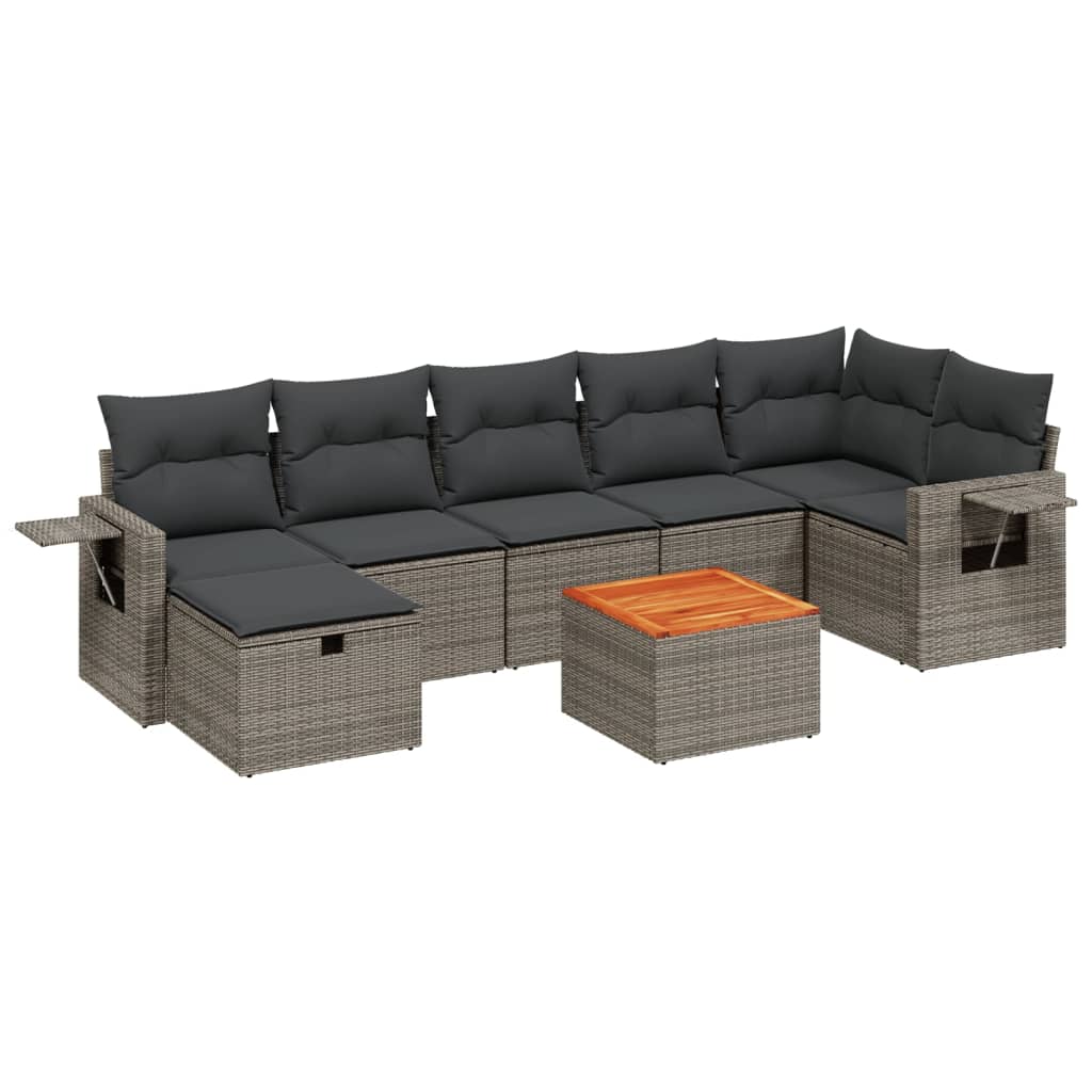Set Divano da Giardino 8 pz con Cuscini Grigio in Polyrattan | homemem39