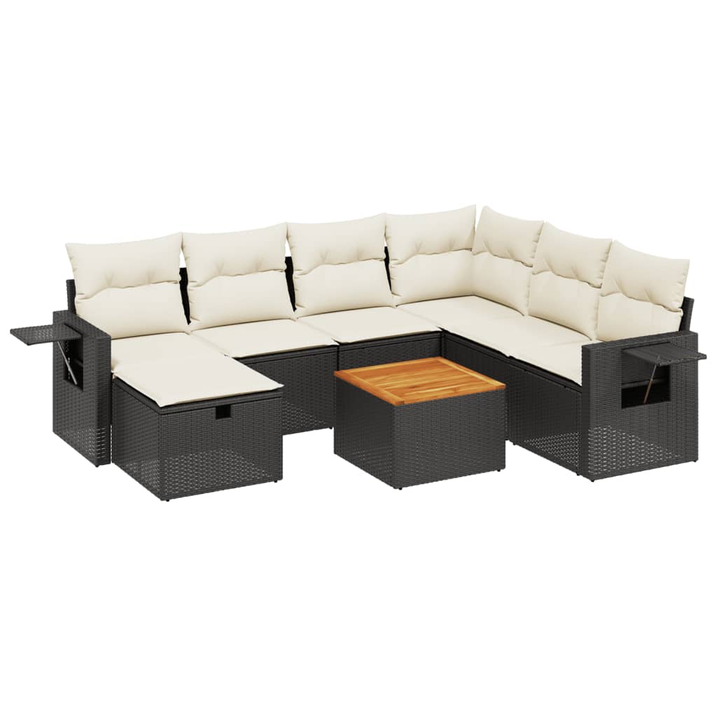 Set Divani da Giardino con Cuscini 8 pz Nero in Polyrattan - homemem39