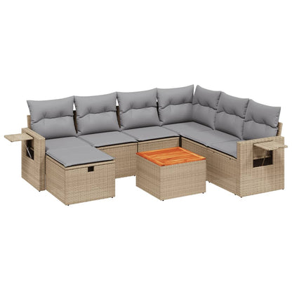 Set Divano da Giardino 8 pz con Cuscini Beige Misto Polyrattan - homemem39