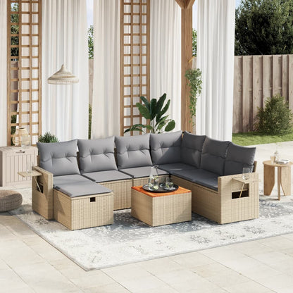 Set Divano da Giardino 8 pz con Cuscini Beige Misto Polyrattan - homemem39