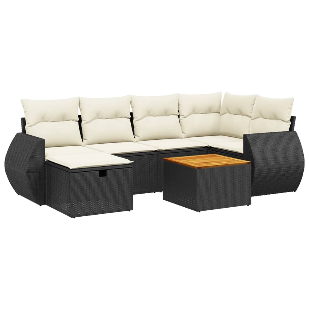Set Divani da Giardino con Cuscini 7pz Nero Polyrattan - homemem39