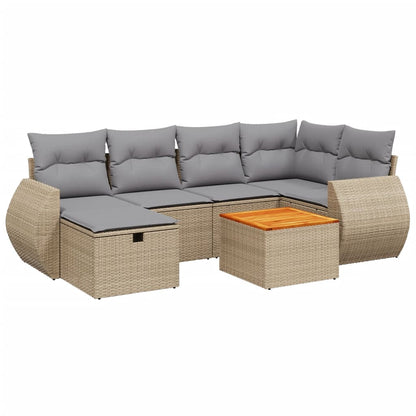 Set Divano da Giardino 7 pz con Cuscini Beige Misto Polyrattan - homemem39