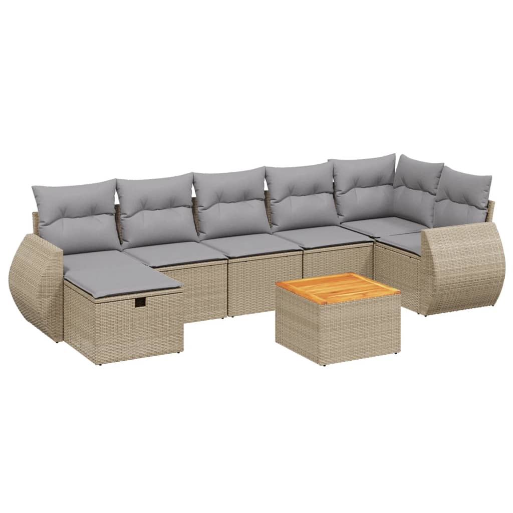 Set Divano da Giardino 8 pz con Cuscini Beige Misto Polyrattan - homemem39