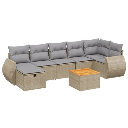 Set Divano da Giardino 8 pz con Cuscini Beige Misto Polyrattan - homemem39