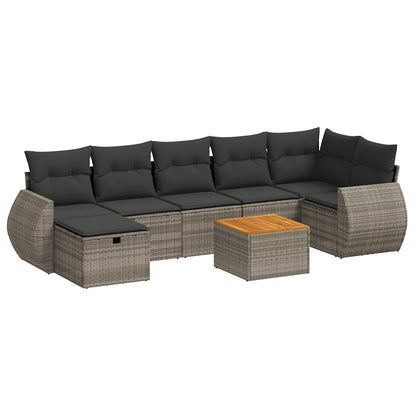 Set Divano da Giardino 8 pz con Cuscini Grigio in Polyrattan | homemem39