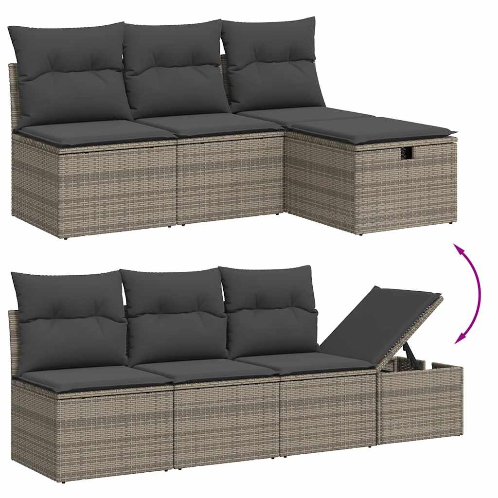 Set Divano da Giardino 8 pz con Cuscini Grigio in Polyrattan | homemem39
