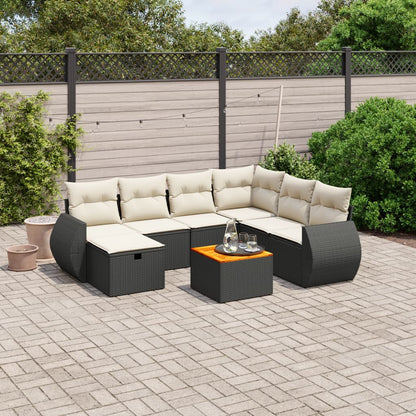 Set Divani da Giardino con Cuscini 8 pz Nero in Polyrattan - homemem39