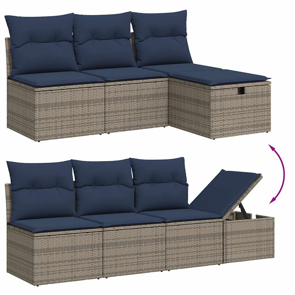 Set Divani da Giardino 9 pz con Cuscini Grigio in Polyrattan | homemem39