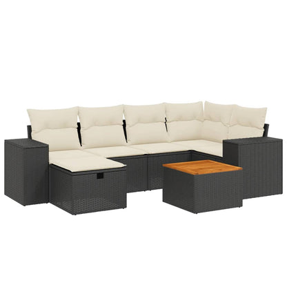 Set Divani da Giardino con Cuscini 7pz Nero Polyrattan - homemem39