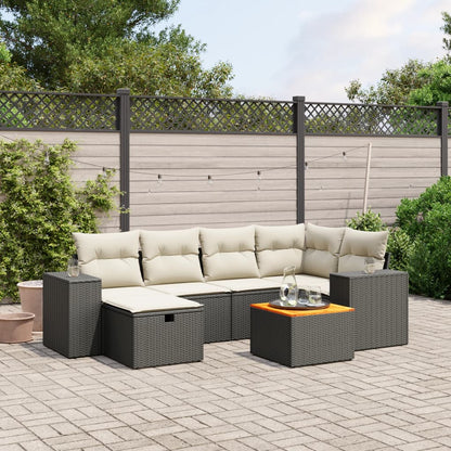 Set Divani da Giardino con Cuscini 7pz Nero Polyrattan - homemem39