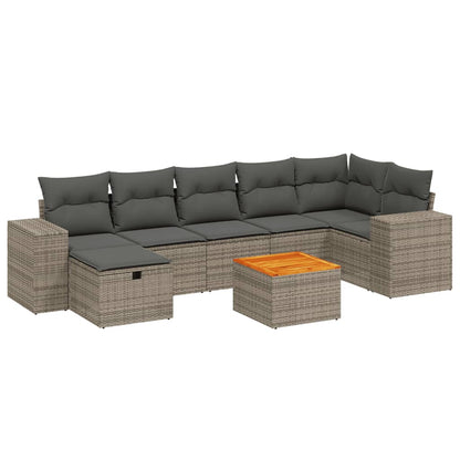 Set Divano da Giardino 8 pz con Cuscini Grigio in Polyrattan | homemem39