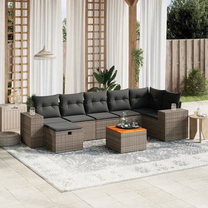 Set Divano da Giardino 8 pz con Cuscini Grigio in Polyrattan | homemem39