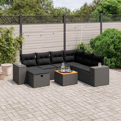 Set Divani da Giardino con Cuscini 8 pz Nero in Polyrattan | homemem39