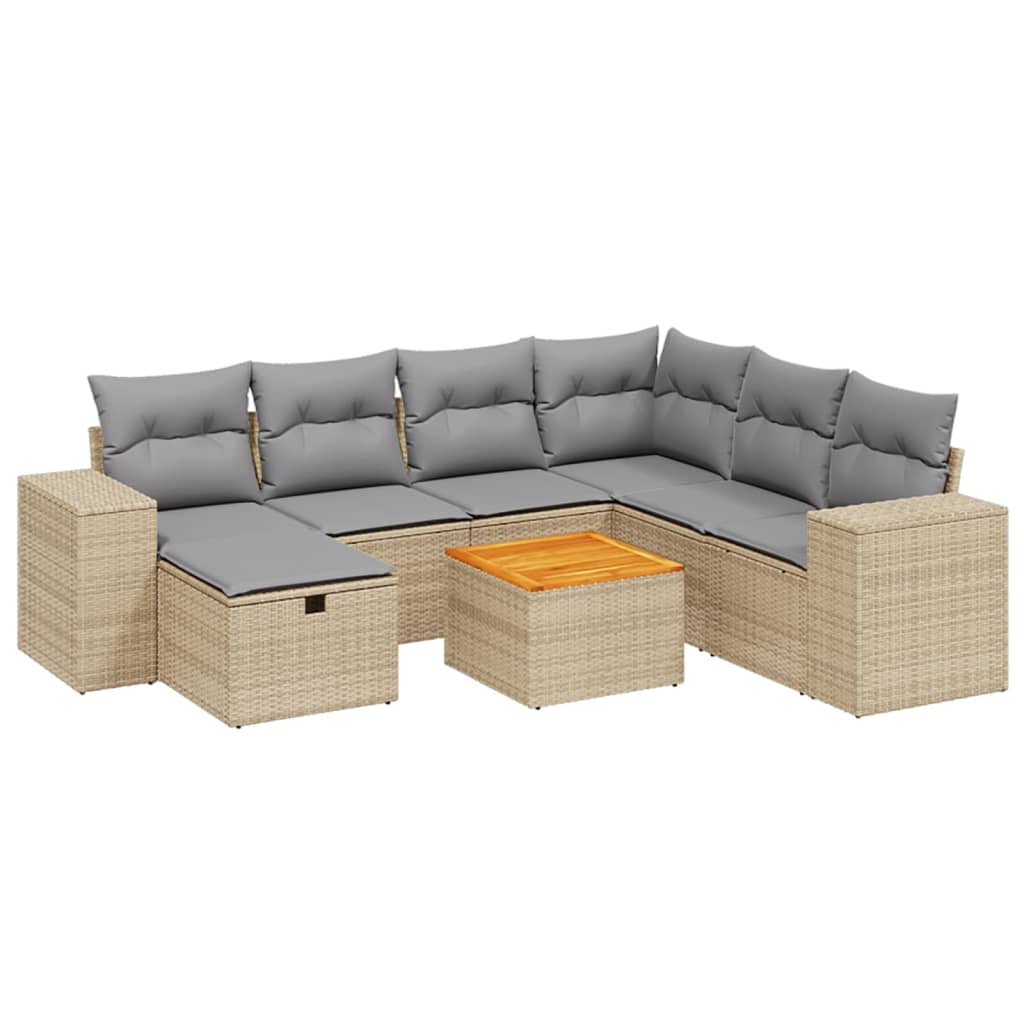 Set Divano da Giardino 8 pz con Cuscini Beige Misto Polyrattan - homemem39