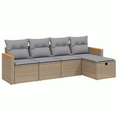 Set Divano da Giardino 5 pz con Cuscini Beige Misto Polyrattan - homemem39