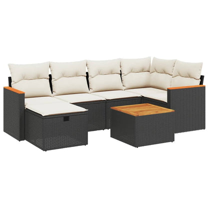 Set Divani da Giardino con Cuscini 7pz Nero Polyrattan | homemem39