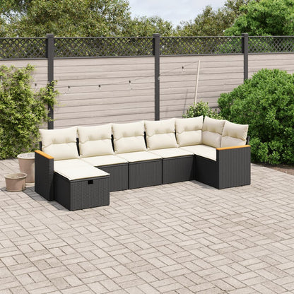 Set Divani da Giardino con Cuscini 7pz Nero Polyrattan - homemem39