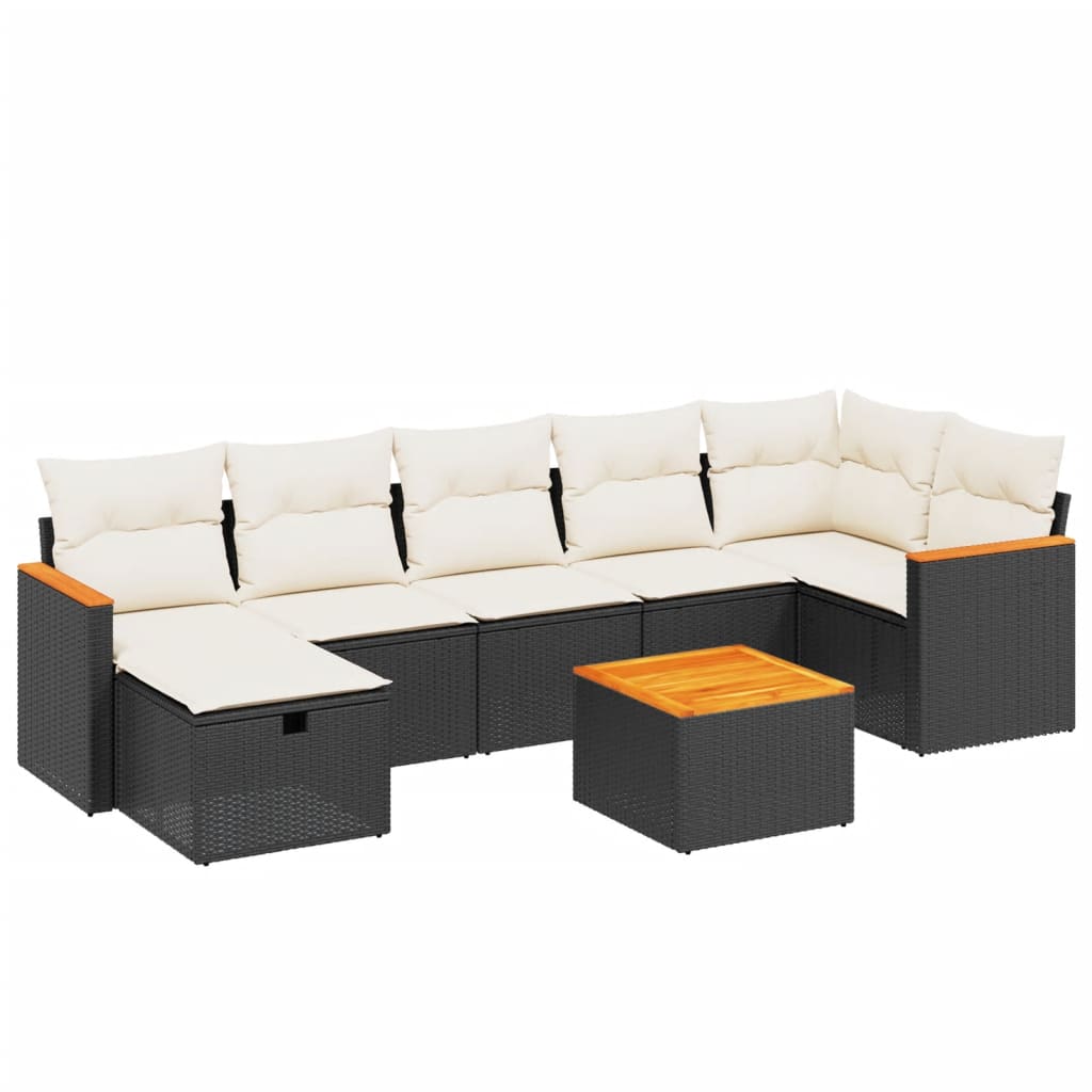 Set Divani da Giardino con Cuscini 8 pz Nero in Polyrattan - homemem39